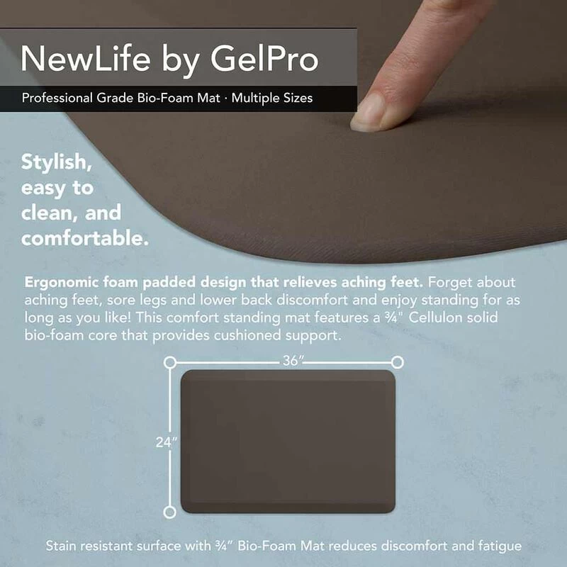 NewLife By GelPro Professional Grade Anti-Fatigue Comfort Mat, 24" X 36", Stone 5 NewLife By GelPro Professional Grade Anti-Fatigue Comfort Mat, 24" X 36", Stone - Image 3