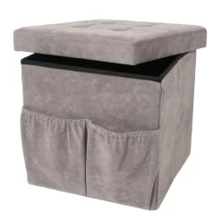 Foldable Suede Storage Ottoman, Mushroom -RV Camping Store Sale 112456 2