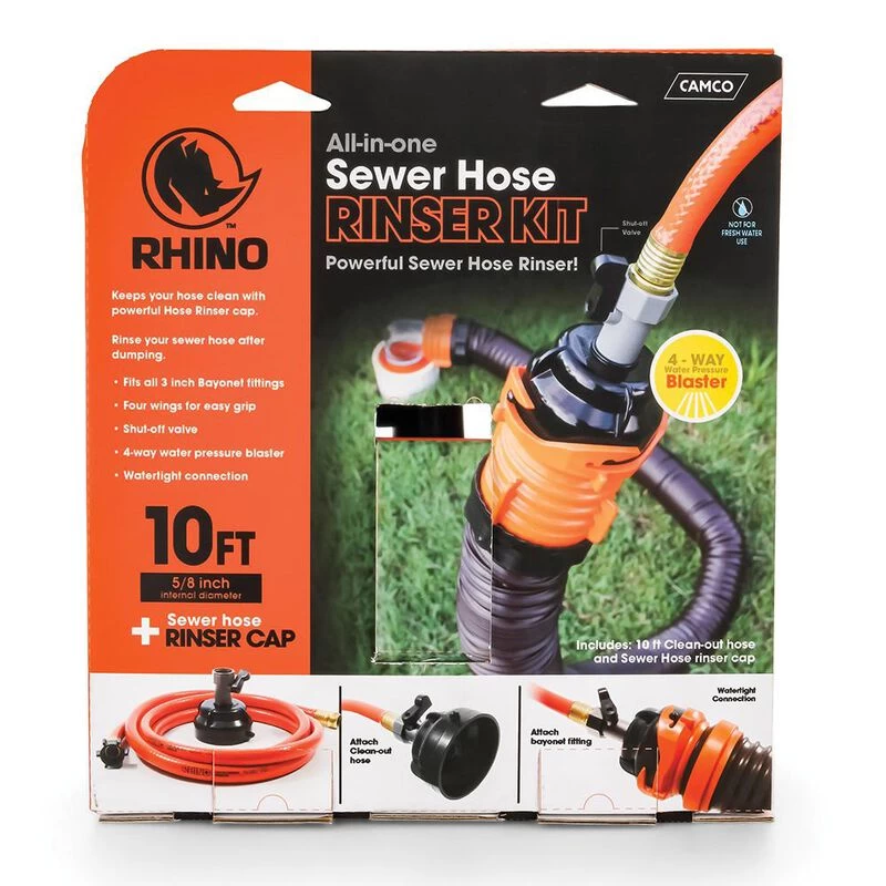 Camco RhinoFlex 10' Clean Out Hose With Rinser Cap 4 Camco RhinoFlex 10' Clean Out Hose With Rinser Cap - Image 2