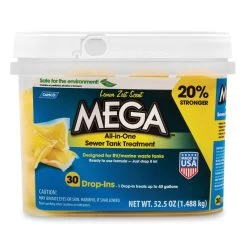Camco Mega All-In-One Sewer Tank Treatment, 30-pack, Lemon Zest