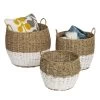Honey Can Do Round Nesting Seagrass 2-Color Storage Baskets With Handles – Natural/White, Set Of 3 -RV Camping Store Sale 119029 1