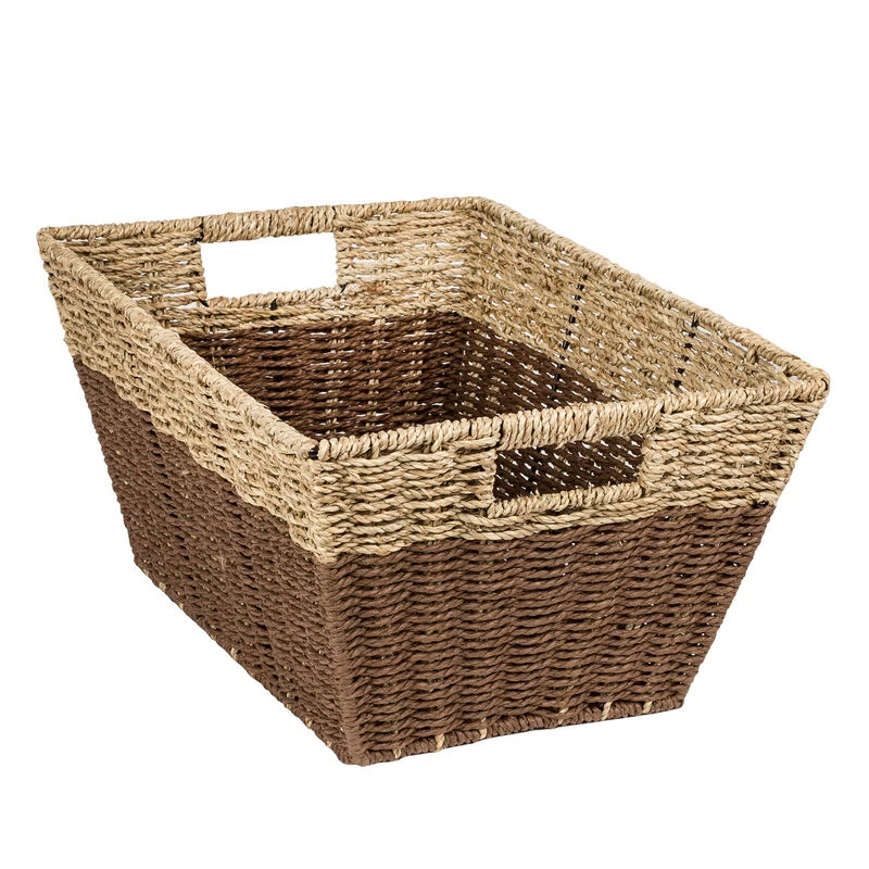 Honey Can Do Rectangle Nesting Seagrass 2-Color Storage Baskets With Built-In Handles – Natural/Brown, Set Of 3 5 Honey Can Do Rectangle Nesting Seagrass 2-Color Storage Baskets With Built-In Handles – Natural/Brown, Set Of 3 - Image 3