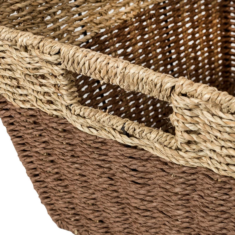 Honey Can Do Rectangle Nesting Seagrass 2-Color Storage Baskets With Built-In Handles – Natural/Brown, Set Of 3 6 Honey Can Do Rectangle Nesting Seagrass 2-Color Storage Baskets With Built-In Handles – Natural/Brown, Set Of 3 - Image 4