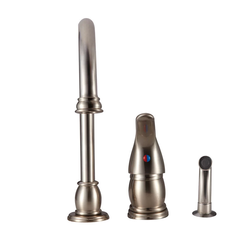 Dura Faucet Goose-Neck Pedestal RV Kitchen Faucet With Side Sprayer, Brushed Satin Nickel 4 Dura Faucet Goose-Neck Pedestal RV Kitchen Faucet With Side Sprayer, Brushed Satin Nickel - Image 2