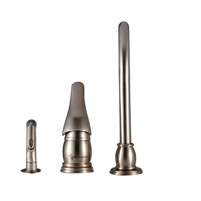 Dura Faucet Goose-Neck Pedestal RV Kitchen Faucet With Side Sprayer, Brushed Satin Nickel 5 Dura Faucet Goose-Neck Pedestal RV Kitchen Faucet With Side Sprayer, Brushed Satin Nickel - Image 3