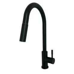 Empire Faucets Single-Lever Gooseneck Spout RV Kitchen Faucet With Pull-Down Sprayer, Black Matte