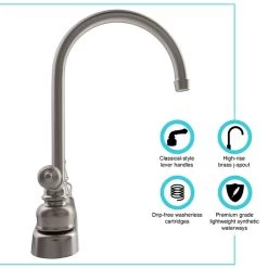 Dura Faucet J-Spout RV Kitchen Faucet, Brushed Satin Nickel -RV Camping Store Sale 124925 5