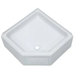 Better Bath RV Corner Shower Pan With Center Drain, 27" X 27", White