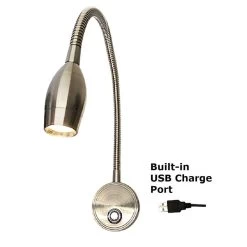 Reach 12 Volt LED Reading Light With Gooseneck, Satin Nickel