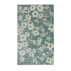 Mohawk Blossom Rug, Teal, 7.5' X 10'