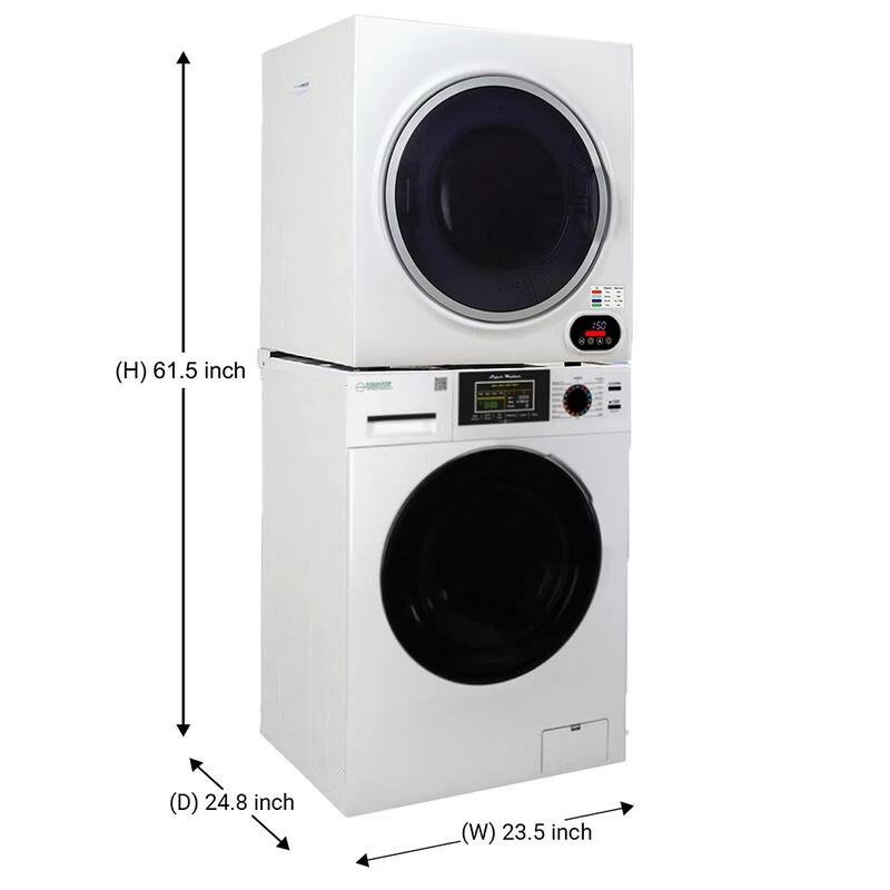 Equator Stackable 835 Super Washer And ED 852 Compact Short Dryer Set, White 4 Equator Stackable 835 Super Washer And ED 852 Compact Short Dryer Set, White - Image 2