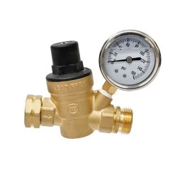 Adjustable RV Water Pressure Regulator With Gauge, 0-85 PSI