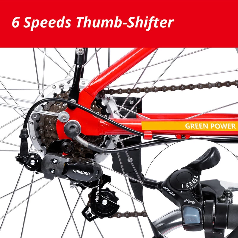 IDeaPlay 24" Electric Bike, 250W, Red 5 IDeaPlay 24" Electric Bike, 250W, Red - Image 3