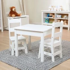 Melissa & Doug 3-Piece Wooden Table & Chairs Set, White - Ages 3-6 Years -RV Camping Store Sale 134881 3
