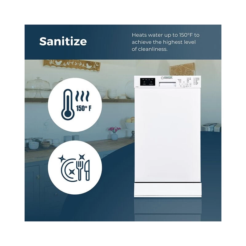 Equator 18" Built-In Dishwasher, 10 Place Settings, Sanitize, 8 Wash Cycles, Stainless 5 Equator 18" Built-In Dishwasher, 10 Place Settings, Sanitize, 8 Wash Cycles, Stainless - Image 3