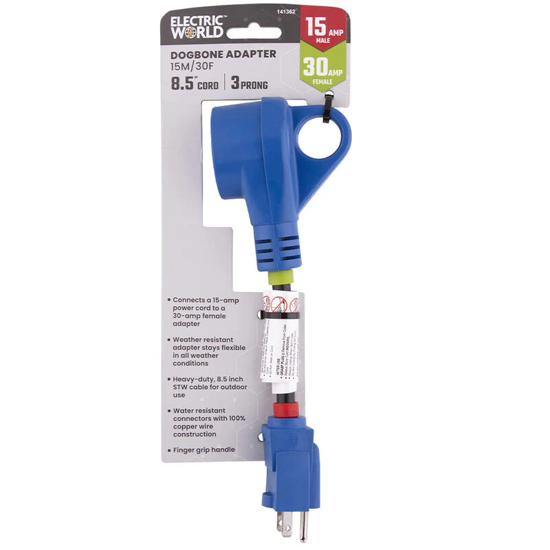 Electric World 15 Amp To 30 Amp Adapter Round Cord 6 Electric World 15 Amp To 30 Amp Adapter Round Cord - Image 4