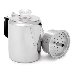 GSI Outdoors Glacier 9-Cup Stainless Steel Percolator W/ Silicone Handle, 65209