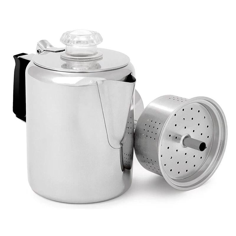 GSI Outdoors Glacier 9-Cup Stainless Steel Percolator W/ Silicone Handle, 65209 3 GSI Outdoors Glacier 9-Cup Stainless Steel Percolator W/ Silicone Handle, 65209