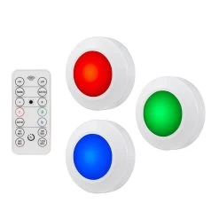 Energizer Battery-Operated Color-Changing LED Puck Light With Remote, 3-Pack -RV Camping Store Sale 382286 2