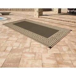 Reversible Greek Motif Design Patio Mat -RV Camping Store Sale 629921 BRWN 2