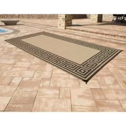 Reversible Greek Motif Design Patio Mat -RV Camping Store Sale 629921 BRWN 7