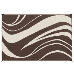 LED Illuminated Patio Mat With Wave Design, 9' X 12', Brown